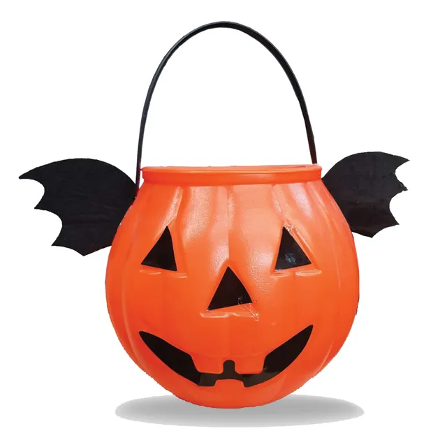 Cestino Halloween zucca con ali pipistrello dolcetti