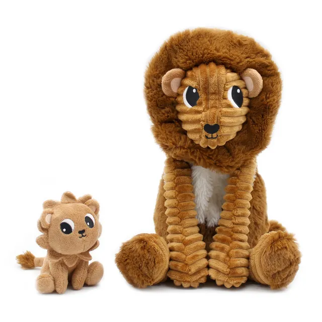 Les Deglingos Graou peluche leone marrone papà e bebè