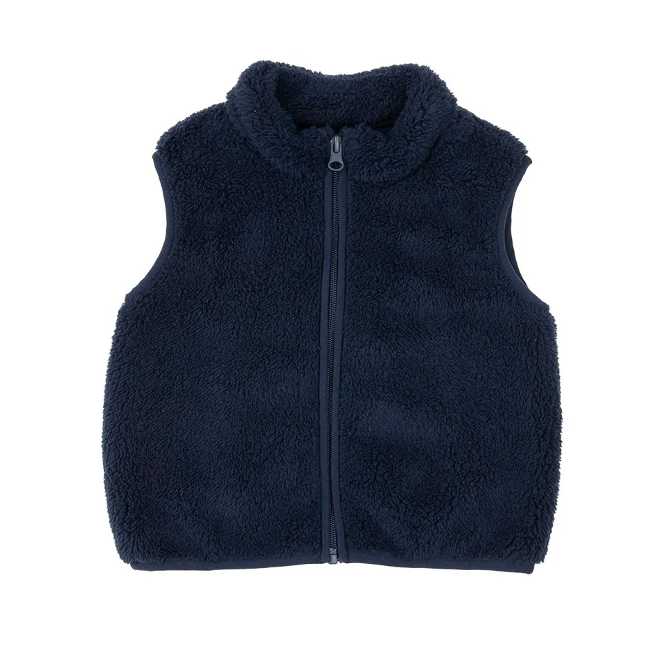 Gilet bimba blu con zip morbido uso quotidiano
