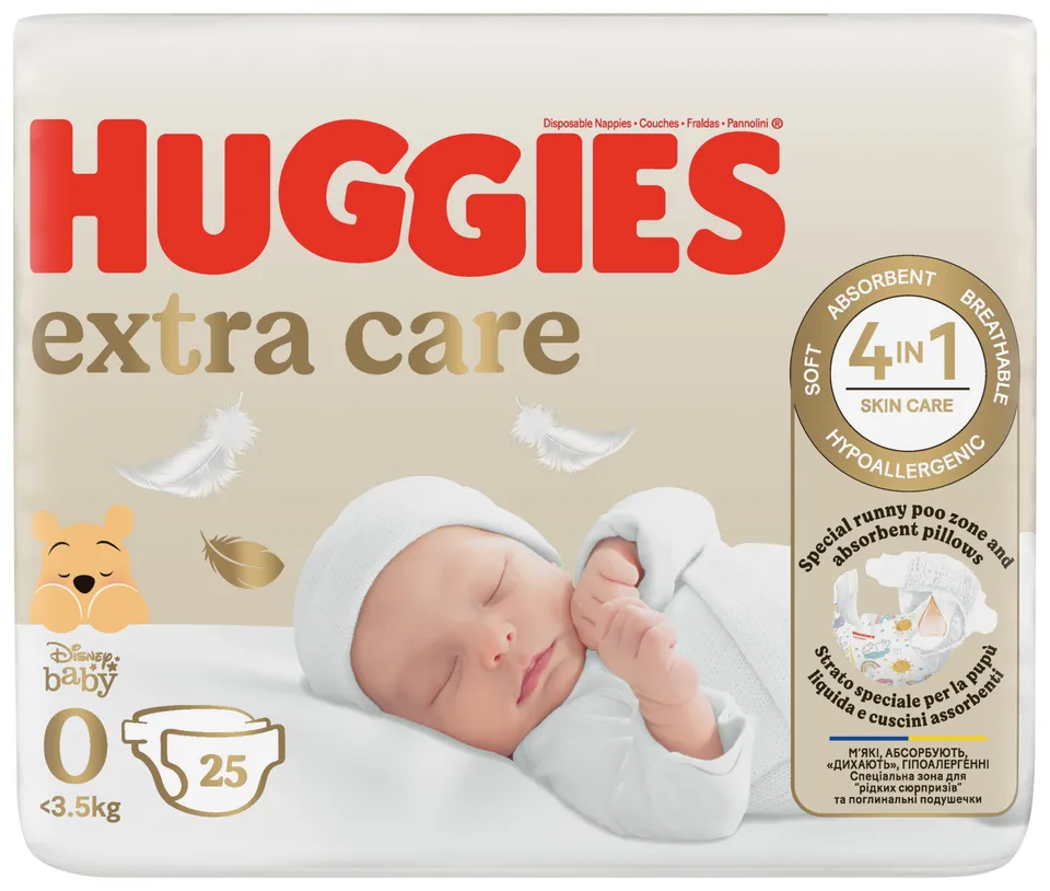 Huggies Extra Care Tg.0 pannolini 25 pz ritaglio ombelicale