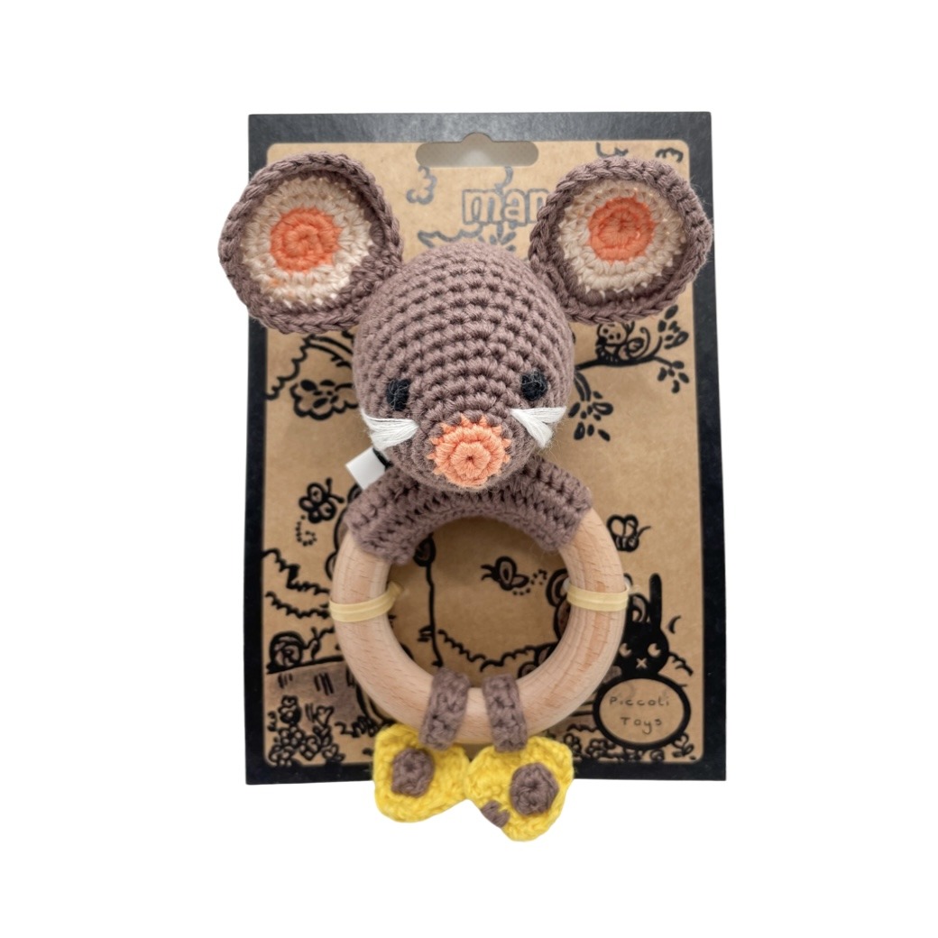 Piccoli Toys Marcello sonaglio uncinetto topo cotone