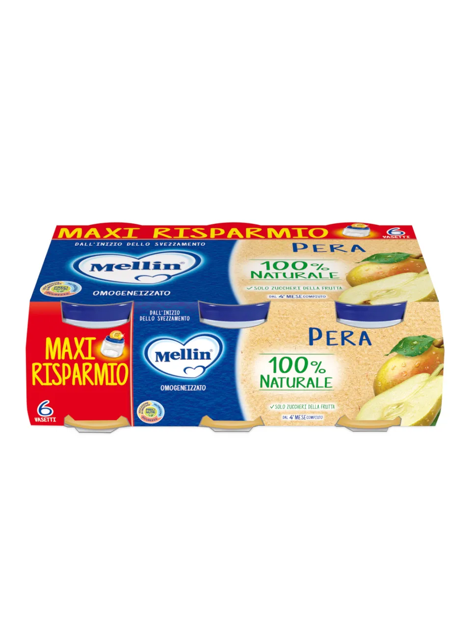 Mellin omogeneizzato pera 6x100g dal 4 mese senza zuccheri aggiunti