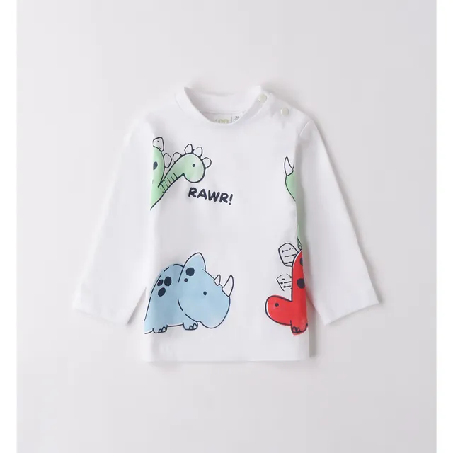 iDO Maglietta Bimbo Manica Lunga Dino in Cotone