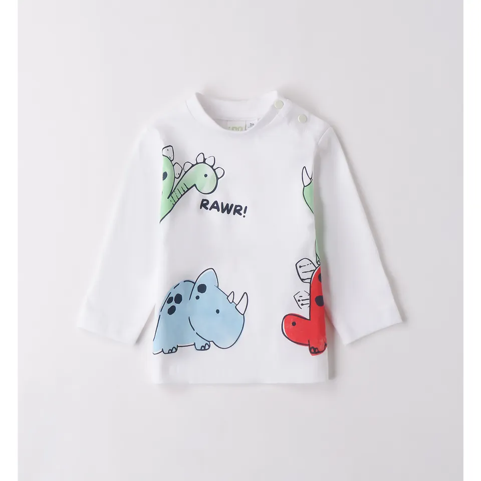 iDO Maglietta Bimbo Manica Lunga Dino in Cotone