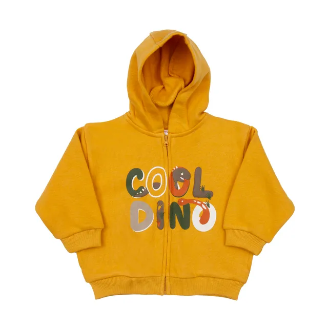 Mawi Cardigan Felpa Cappuccio Senape con Stampa