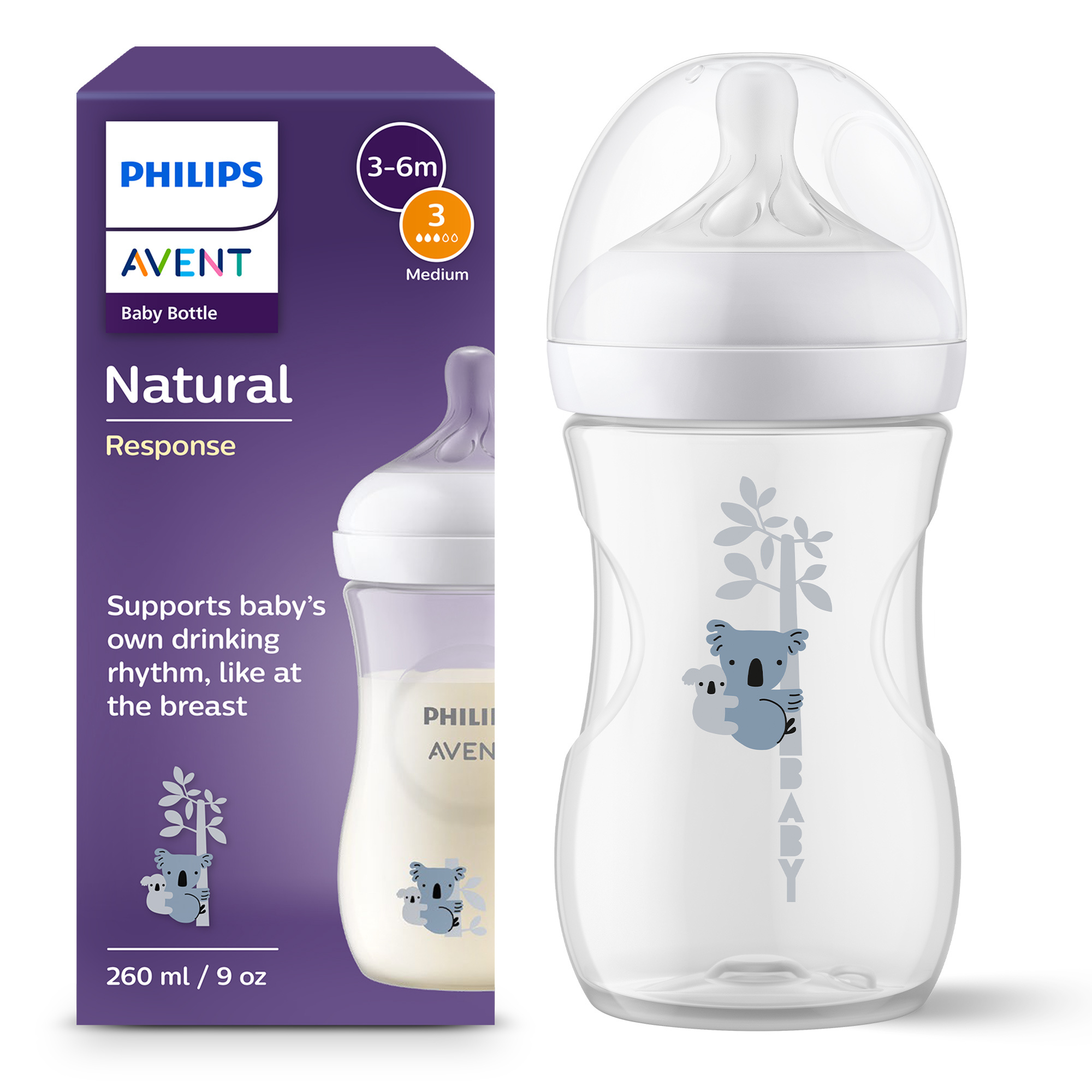Philips Avent Natural Response Deco Koala biberon 260 ml