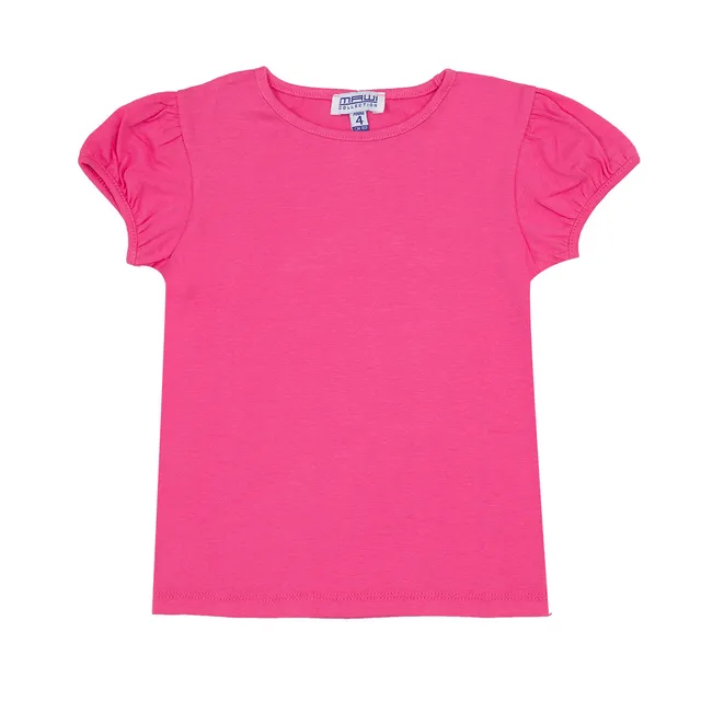 Mawi T-Shirt Bambina Manica Corta Tinta Unita Cotone
