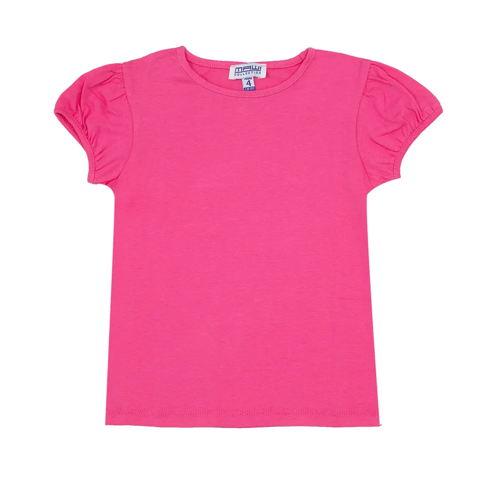 Mawi T-Shirt Bambina Manica Corta Tinta Unita Cotone