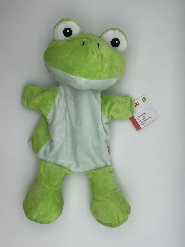 The Dida Rana burattino a mano morbido 32 cm verde