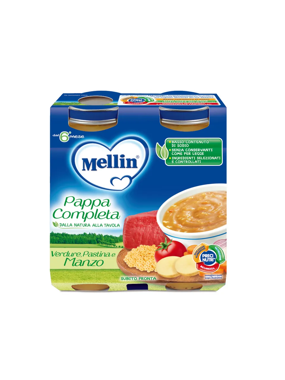 Mellin Pappa Completa Manzo pappa pronta 2x250 g 40% verdure