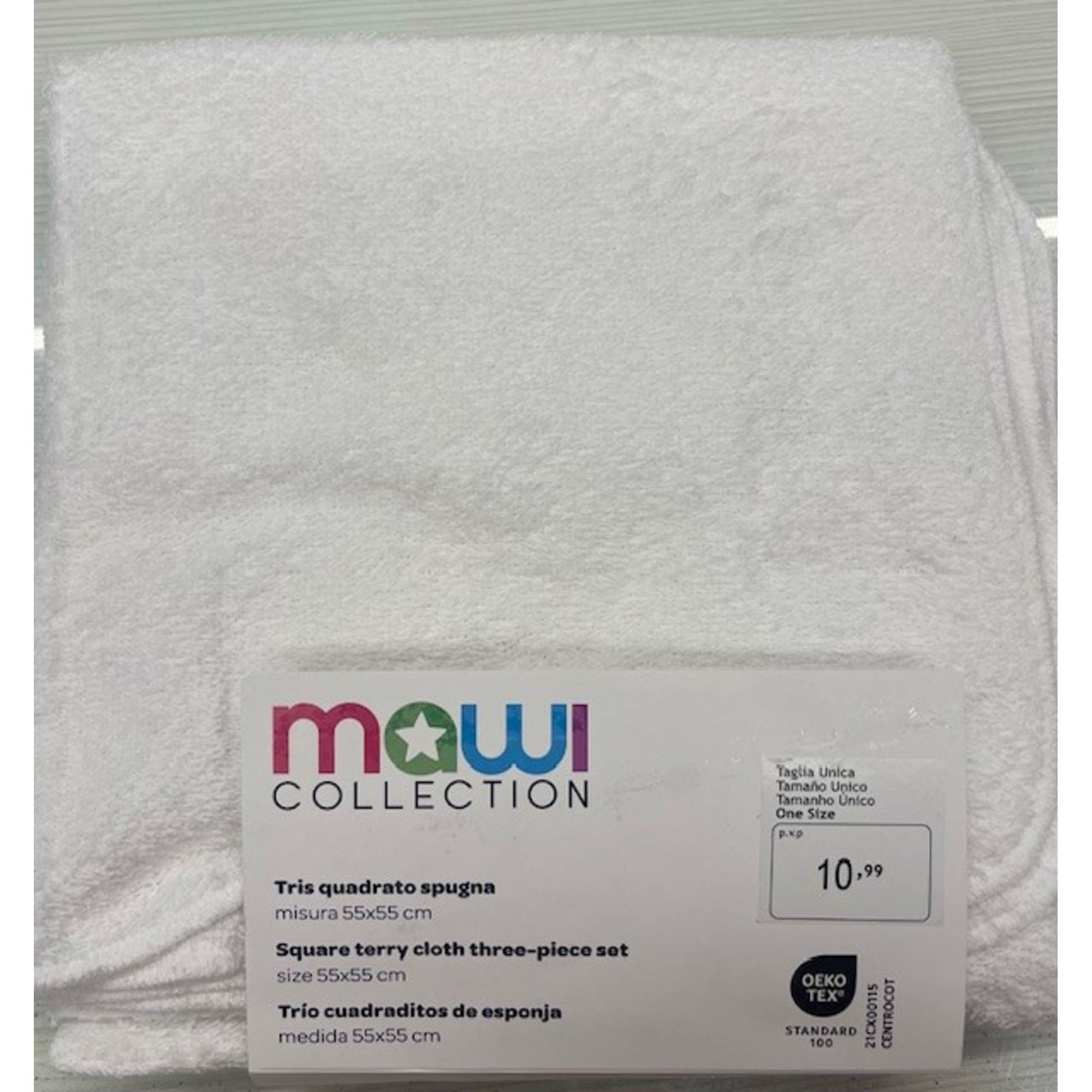 Mawi Tris set 3 spugne tinta unita bianco cotone