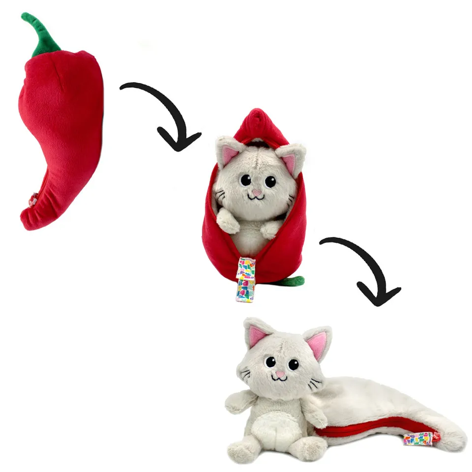 Les Déglingos Flipetz Spicet peluche gatto rosso 25 cm