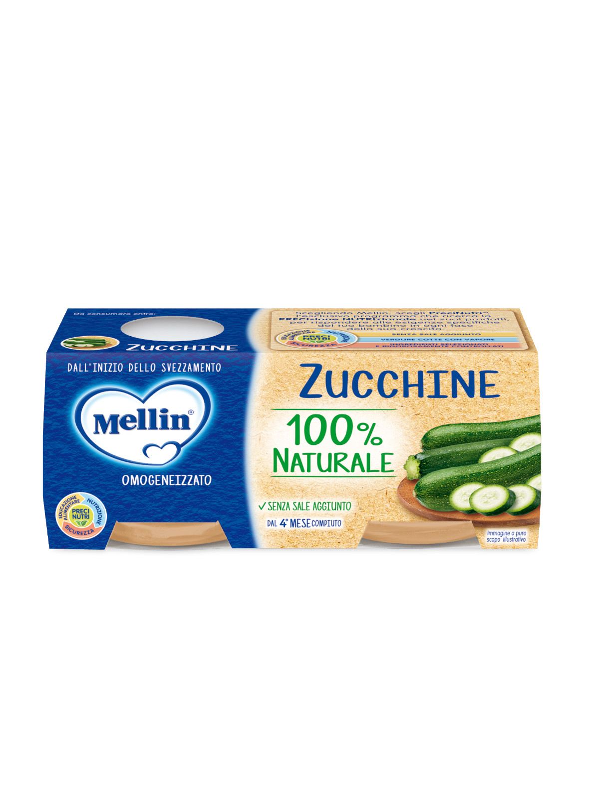 Mellin omogeneizzato zucchine 2x80 gr senza sale