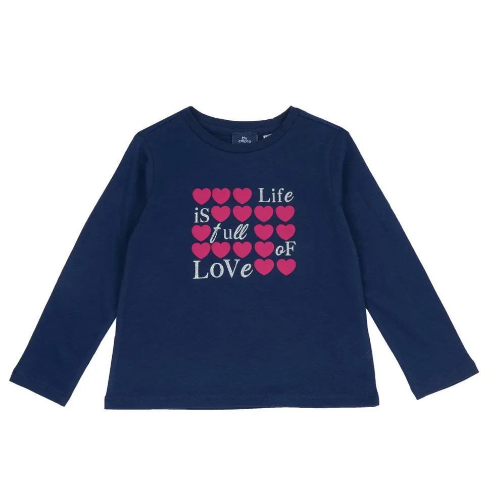 Chicco maglietta manica lunga bimba blu cuori