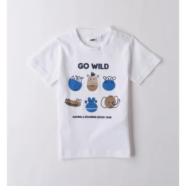 iDO T-Shirt Animali maglietta bimbo bianca in cotone