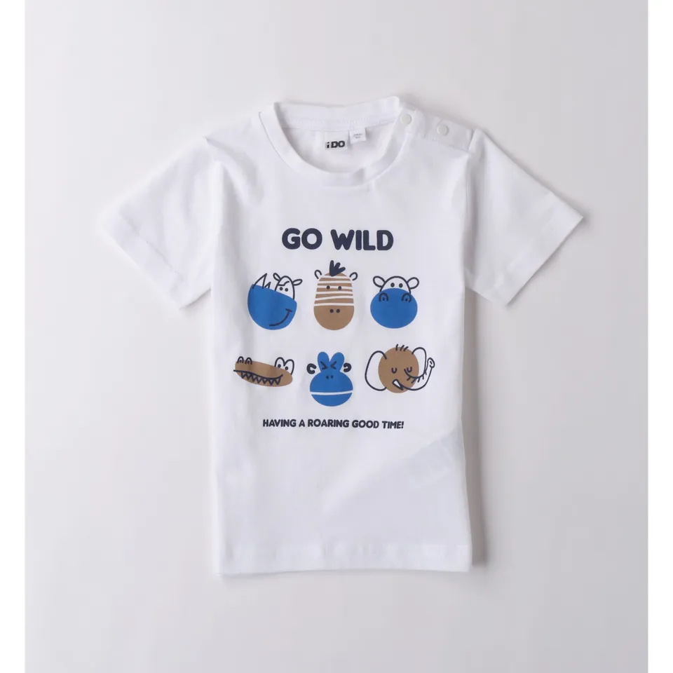 iDO T-Shirt Animali maglietta bimbo bianca in cotone