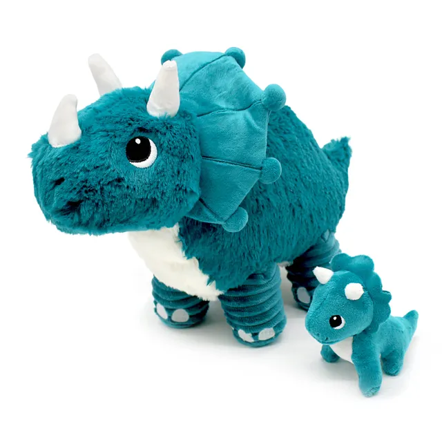 Les Deglingos Ptipotos Penelops peluche dinosauro mamma bebè blu