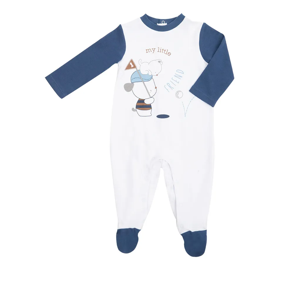 Toys Center Baby tutina bimbo bianca blu interlock