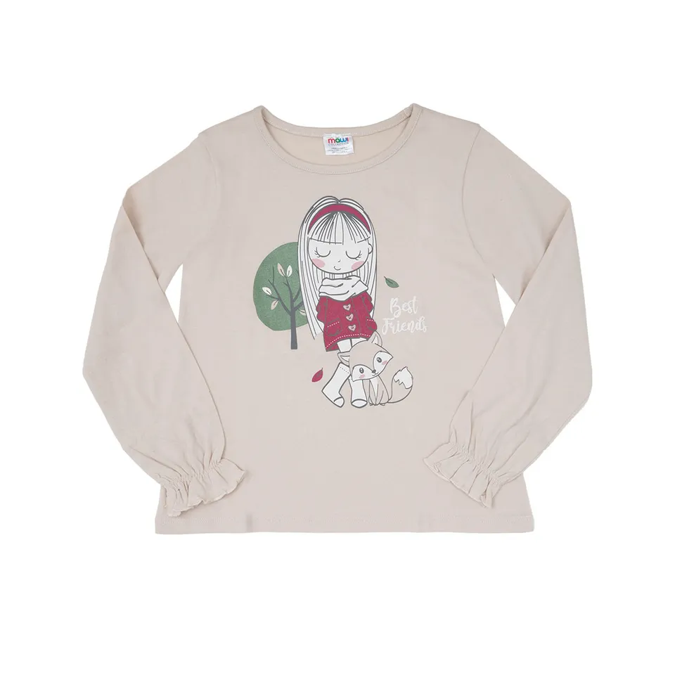Toys Center Baby t-shirt bimba beige manica lunga