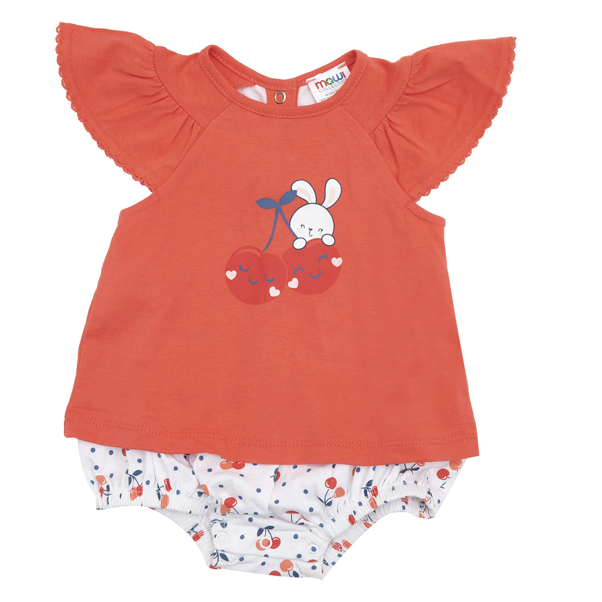 Pagliaccetto jersey bimba ciliegie corallo bianco