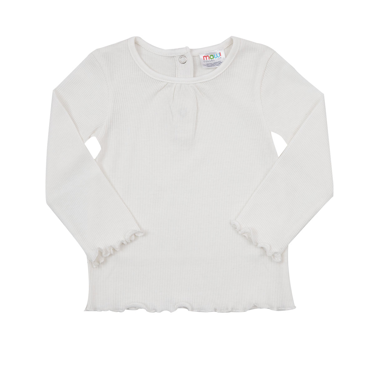 T-shirt manica lunga bambina bianca costina con rouches