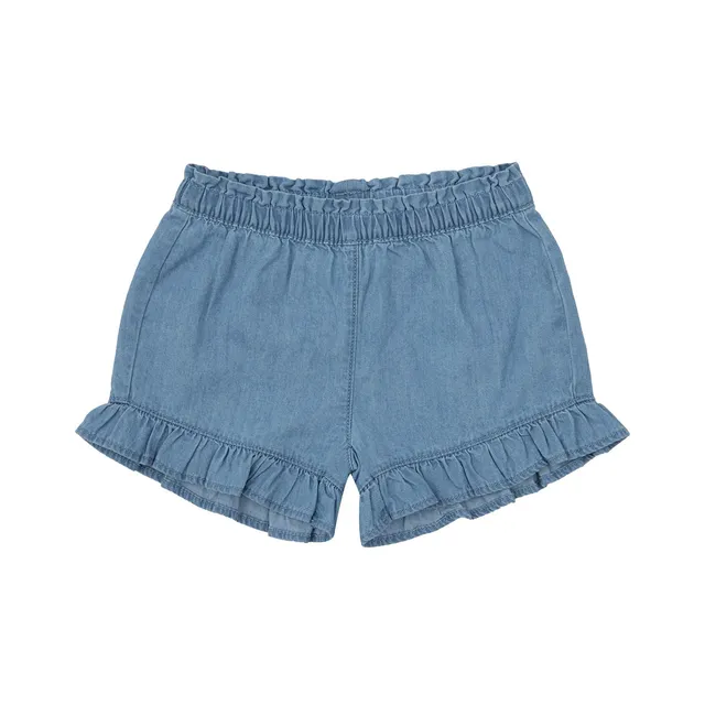 Toys Center Baby short bimba denim blu elastico con rouches