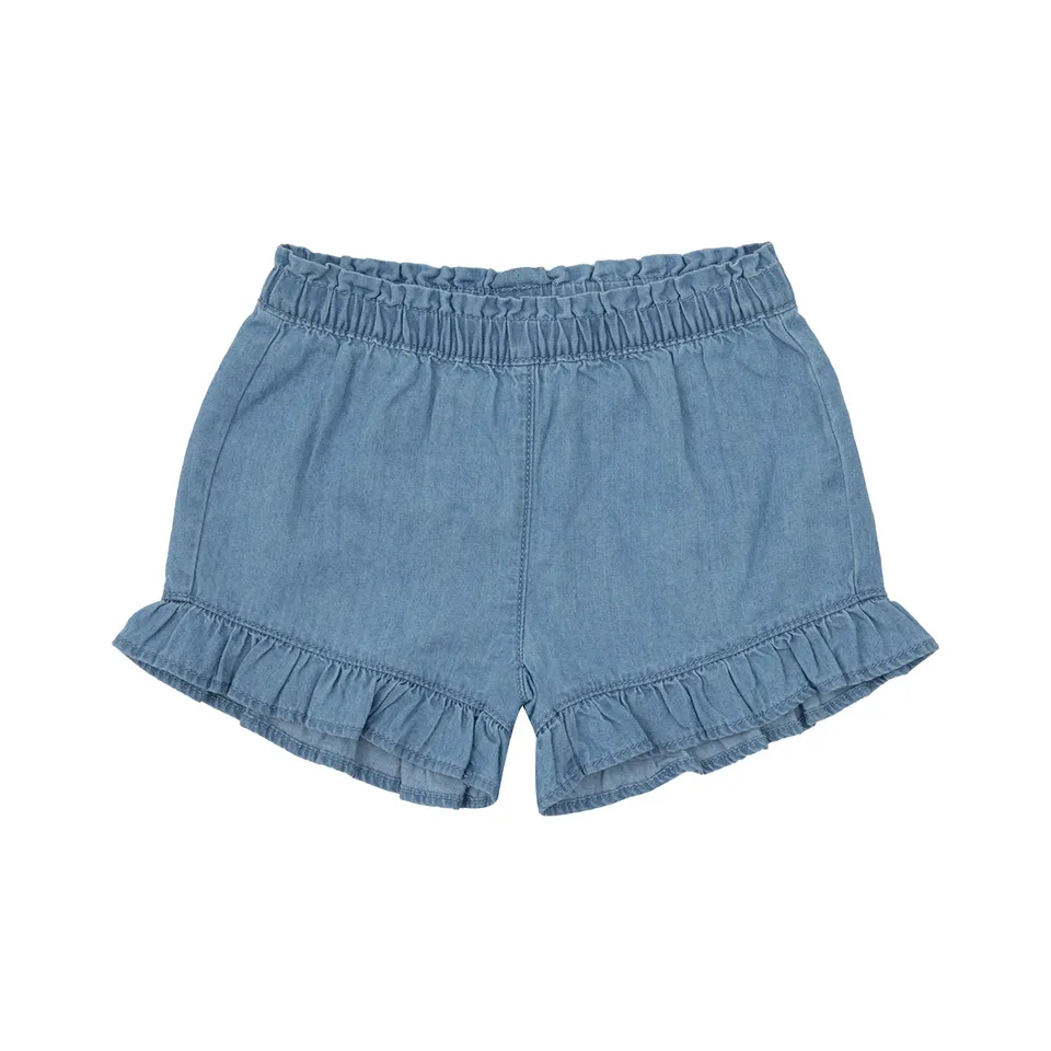 Toys Center Baby short bimba denim blu elastico con rouches