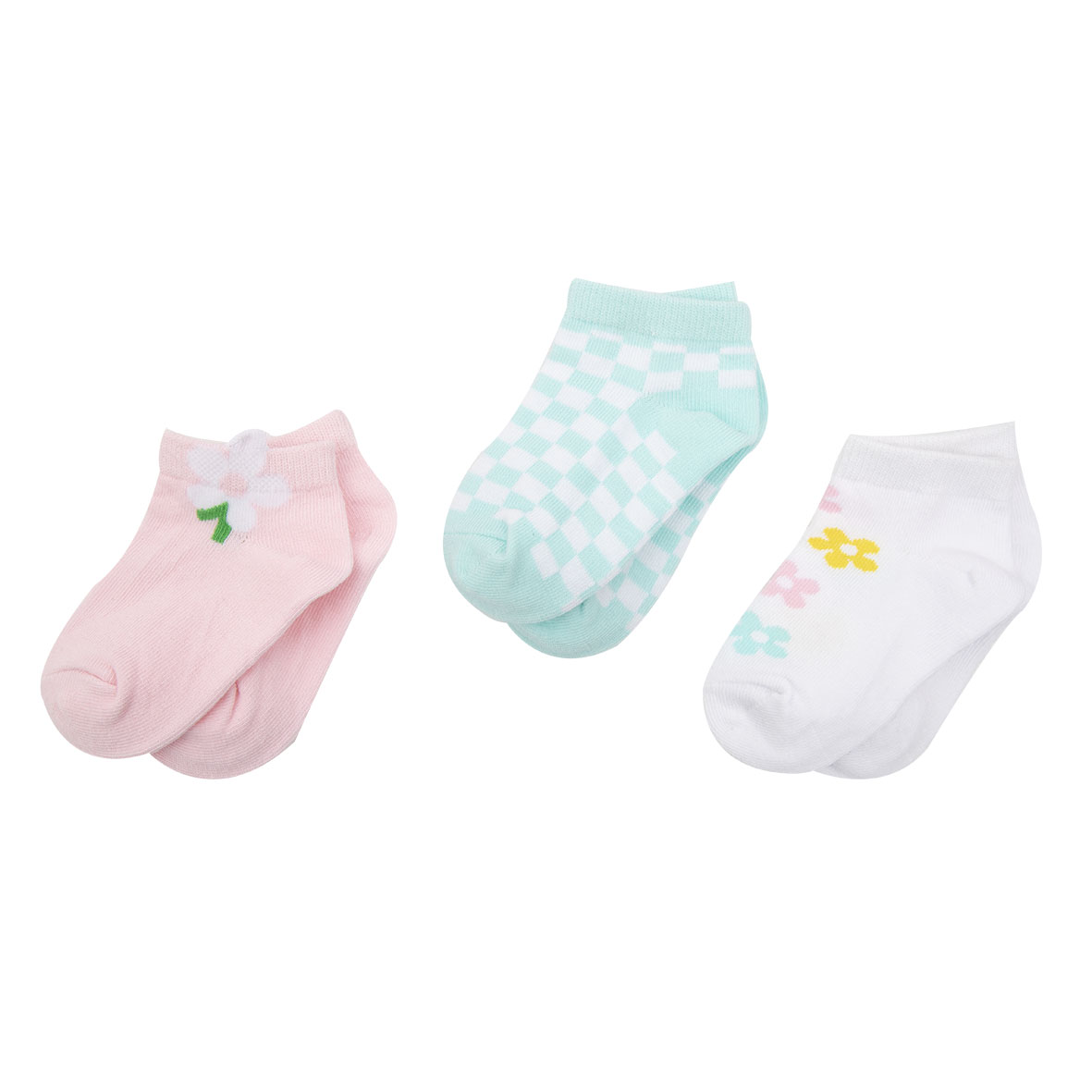 Calze corte bimba floreali cotone 3 paia multicolor