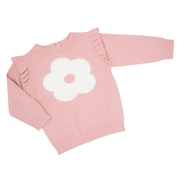 Toys Center Baby Maglia Tricot Bimba Rosa con Fiore Bianco