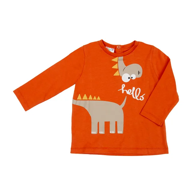 Mawi T-shirt bimbo manica lunga arancione cotone