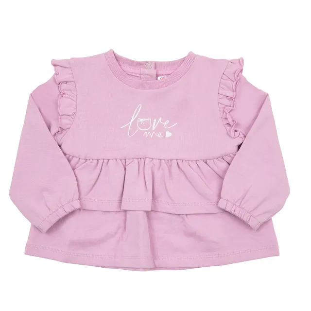 Toys Center Baby Maglia French Terry Bimba Rosa Rouches