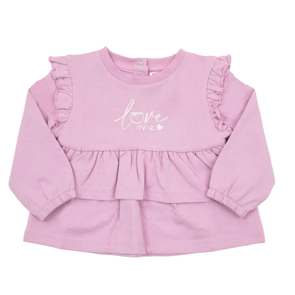 Toys Center Baby Maglia French Terry Bimba Rosa Rouches