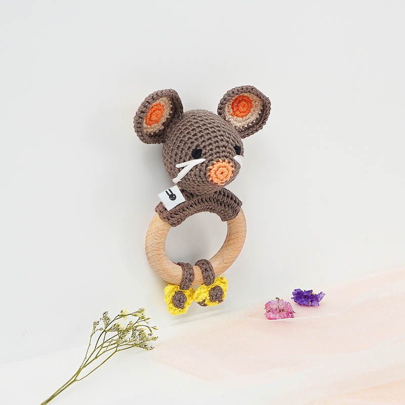 Piccoli Toys Marcello sonaglio uncinetto topo cotone