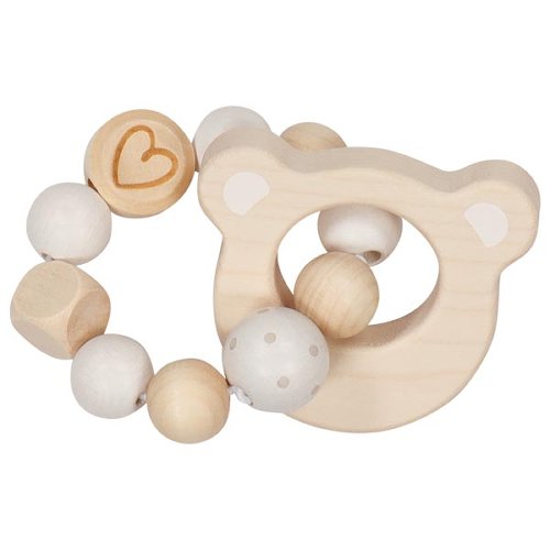 The Dida sonaglio elastico orsetto legno perline bianche