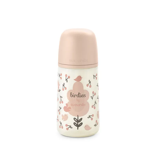 Suavinex Birdies Biberon 270 ml Rosa Flusso Medio