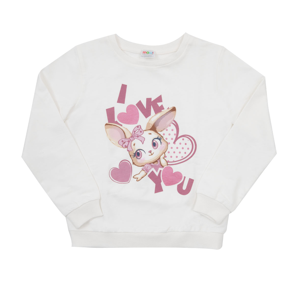 Maglia Jersey Bimba I Love You Rosa Manica Lunga