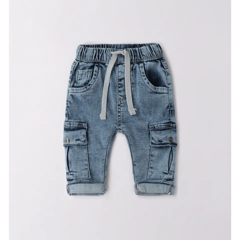 iDO Fake Denim jeans neonato elasticizzato con tasche