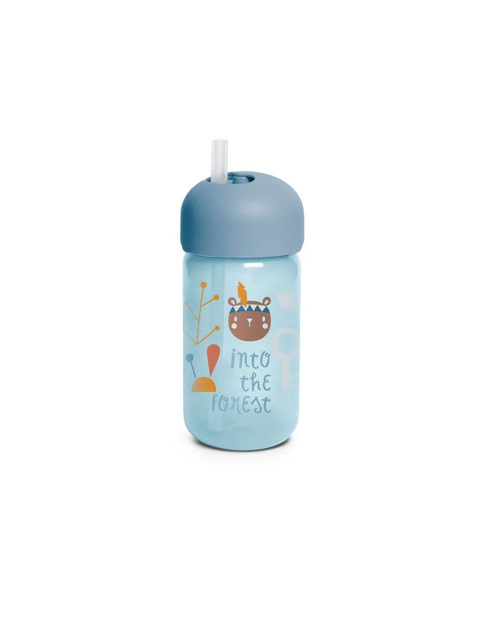Forest tazza con cannuccia 340 ml azzurro 18 mesi