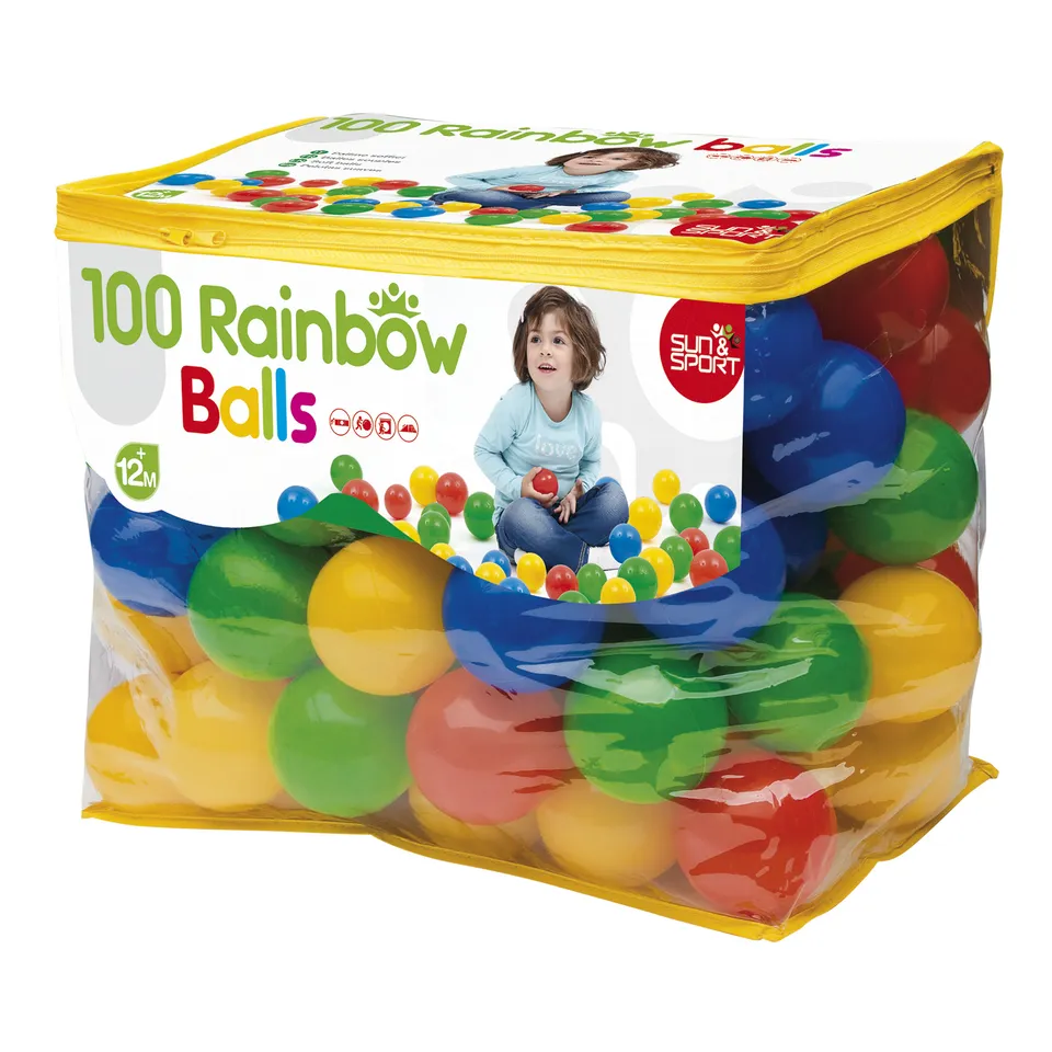 Sacca 100 palline colorate 6 cm plastica morbida