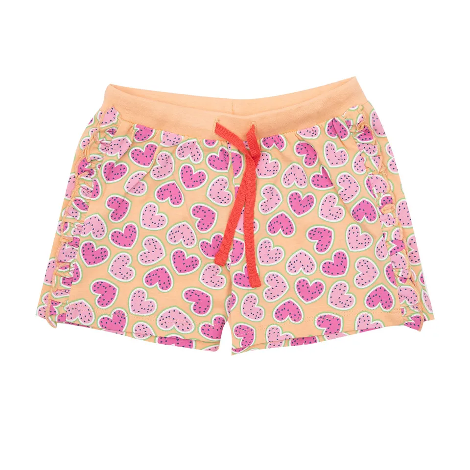 Short bimba pesca stampa cuoricini con elastico