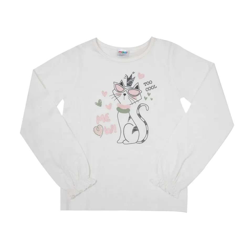 Toys Center Baby maglia bambina manica lunga bianca gatto