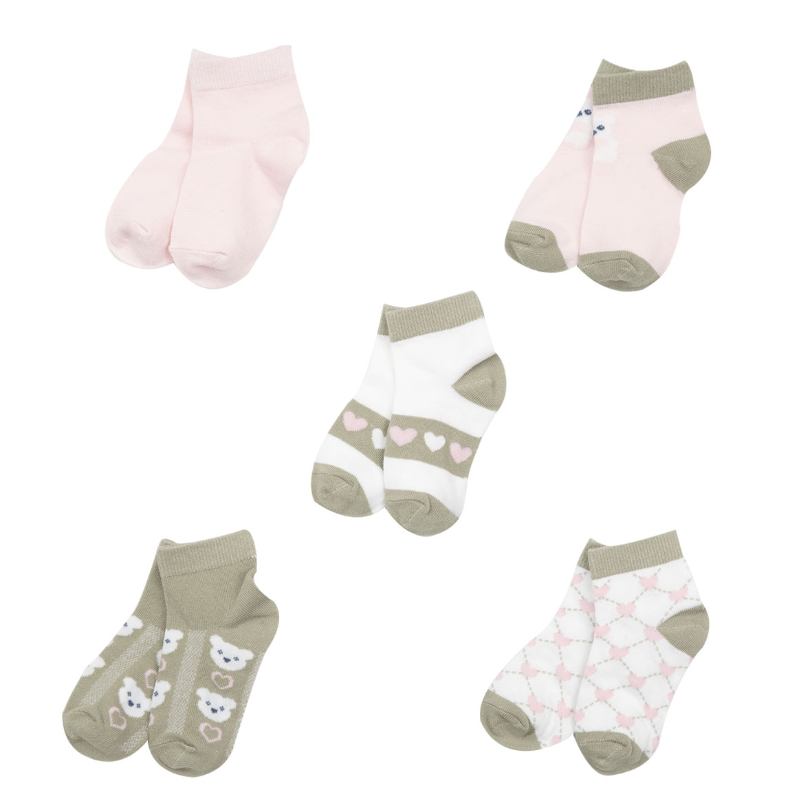 Toys Center Baby calzini corti bimba 5 paia rosa verde