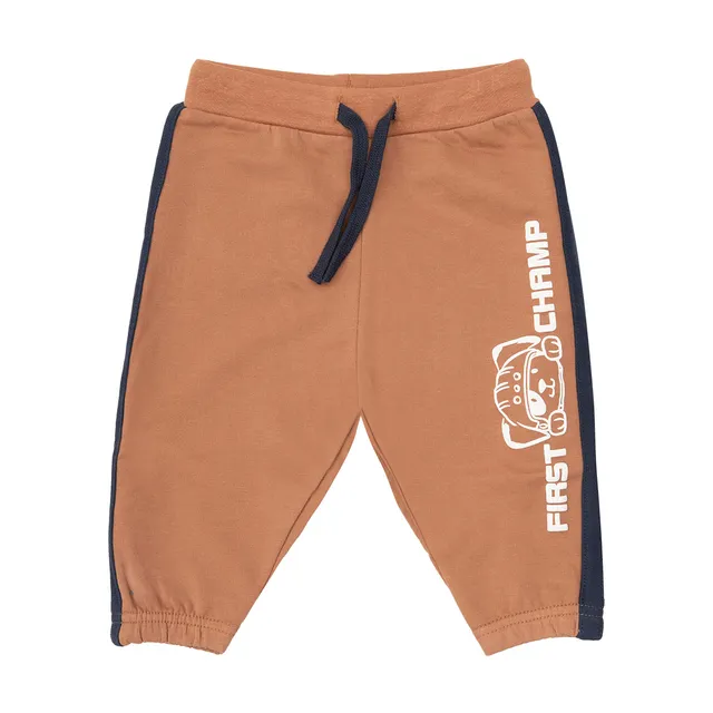 Pantalone Bimbo Marrone Stampato Casual con Elastico