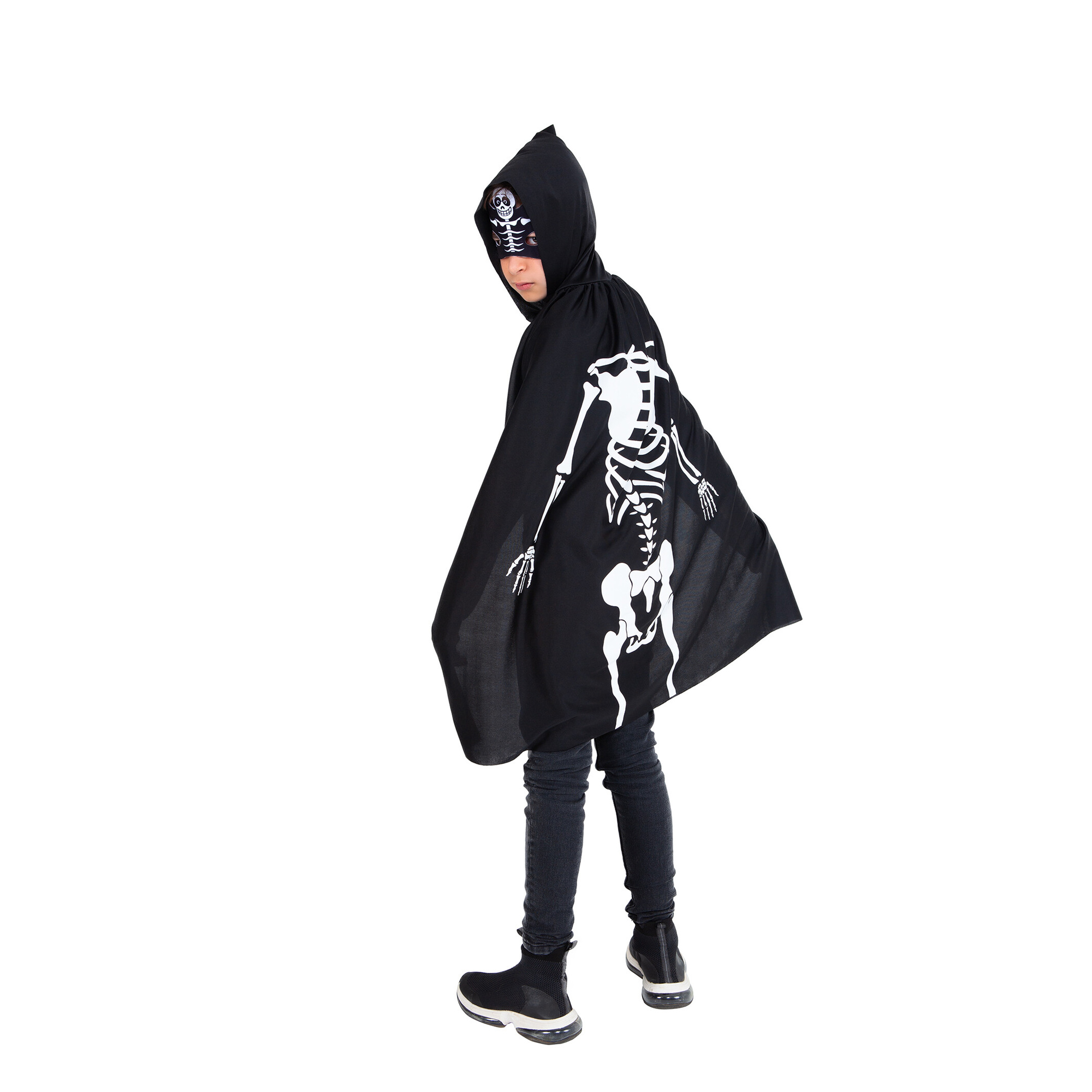 Costume Halloween Scheletro Bambino 3-8 Anni Mantello