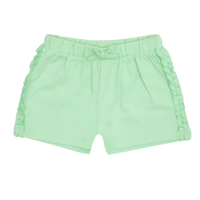 Shorts Bambina Verdi con Frill e Fiocchetto Elastico