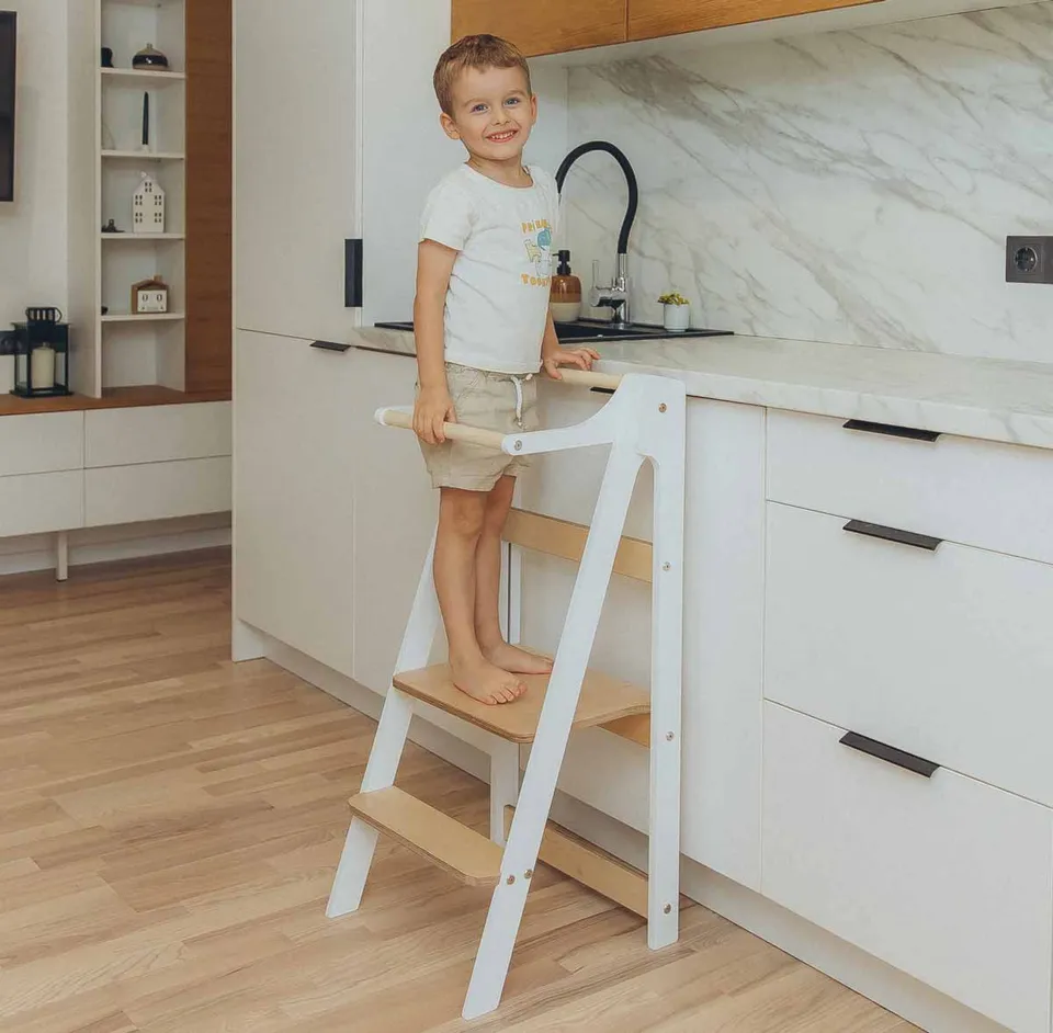 The Dida Torre Apprendimento Montessori Pieghevole Bianca