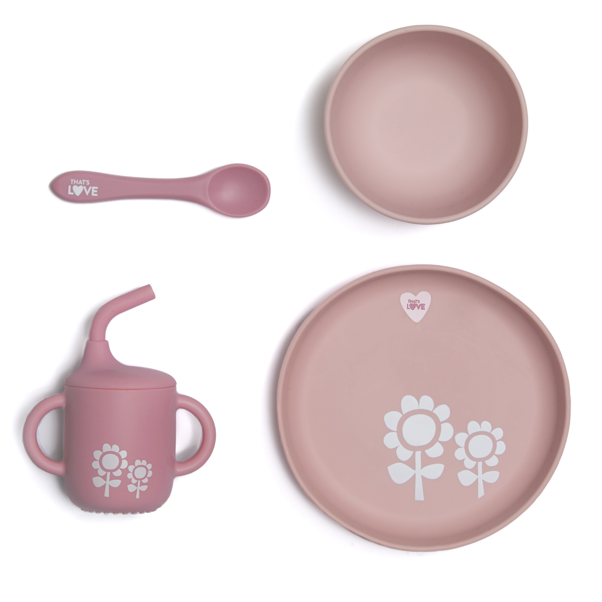 That's Love set pappa silicone rosa 4 pezzi 6 mesi