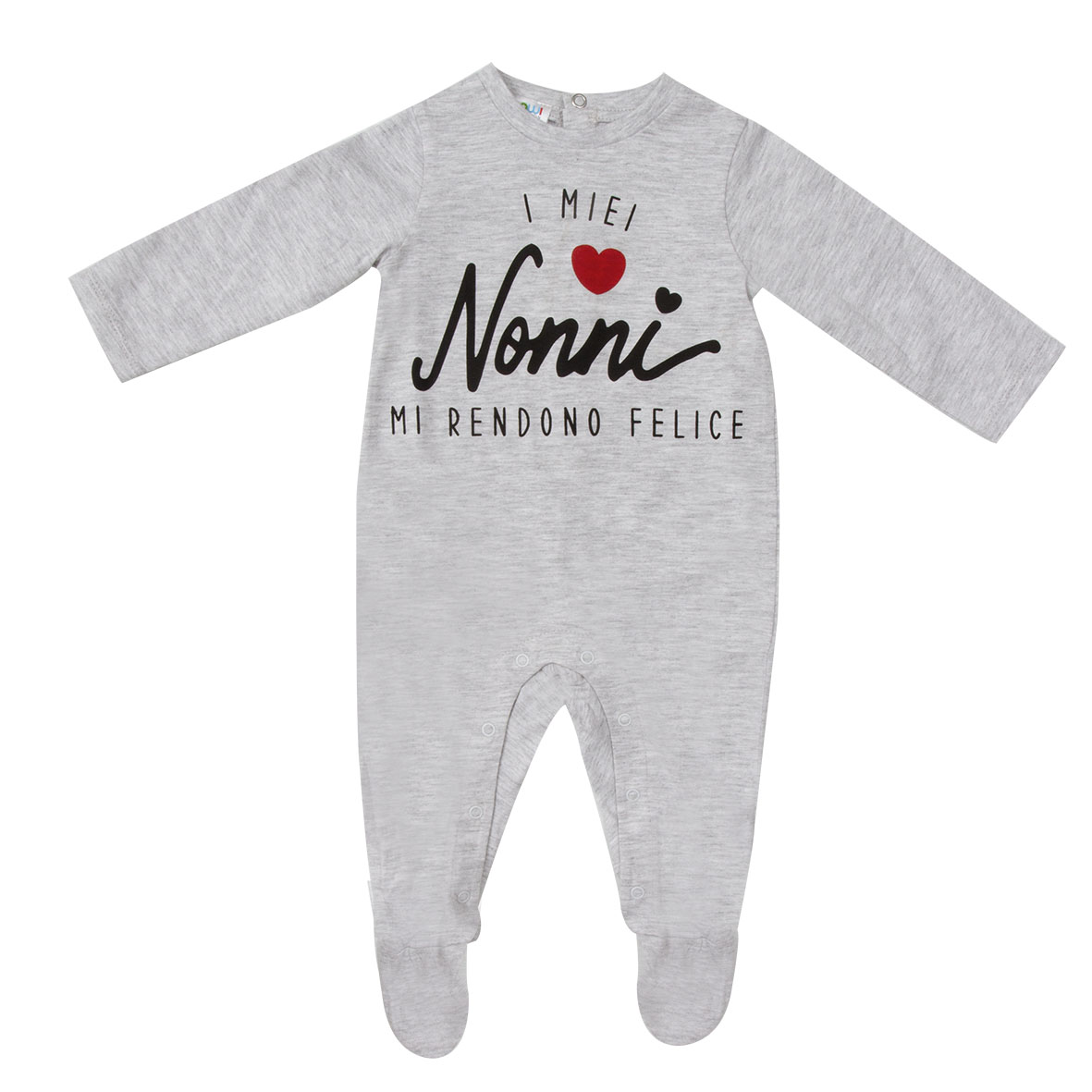 Tutina unisex grigia con piedini in cotone