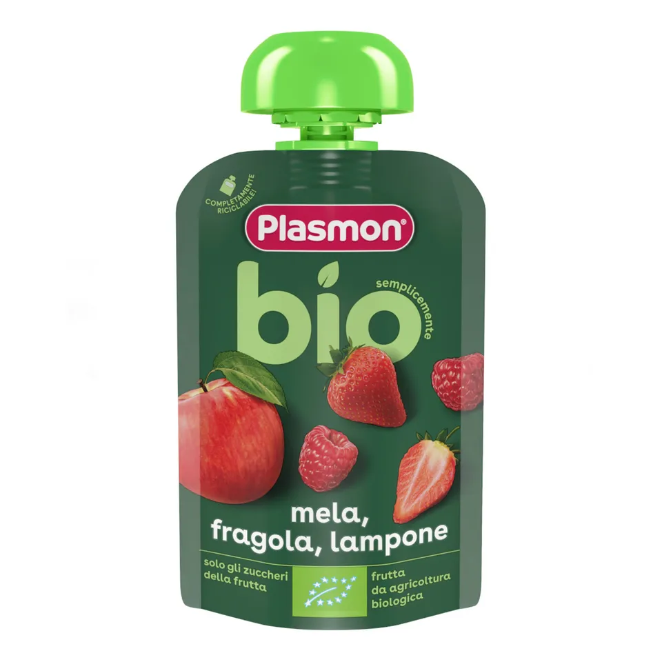 Plasmon pouch mela fragola lampone bio 100g