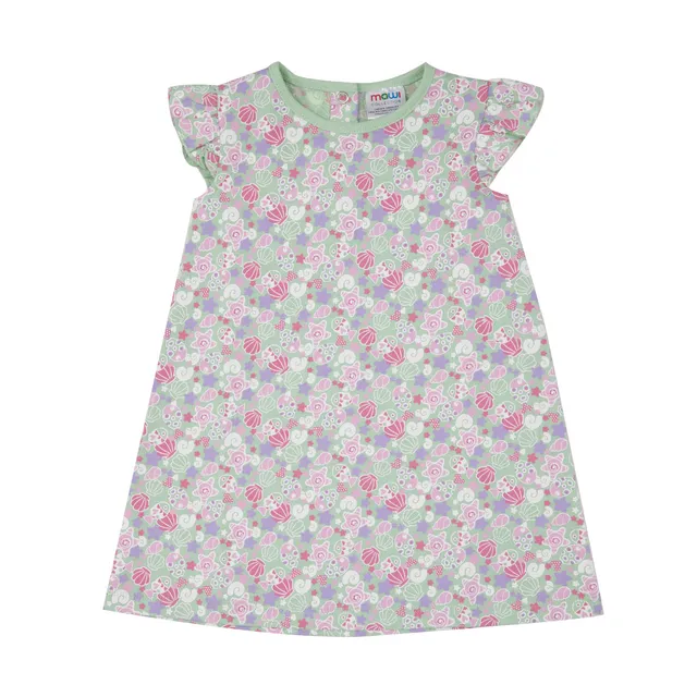 Abito jersey bimba verde chiaro stampa marina girocollo